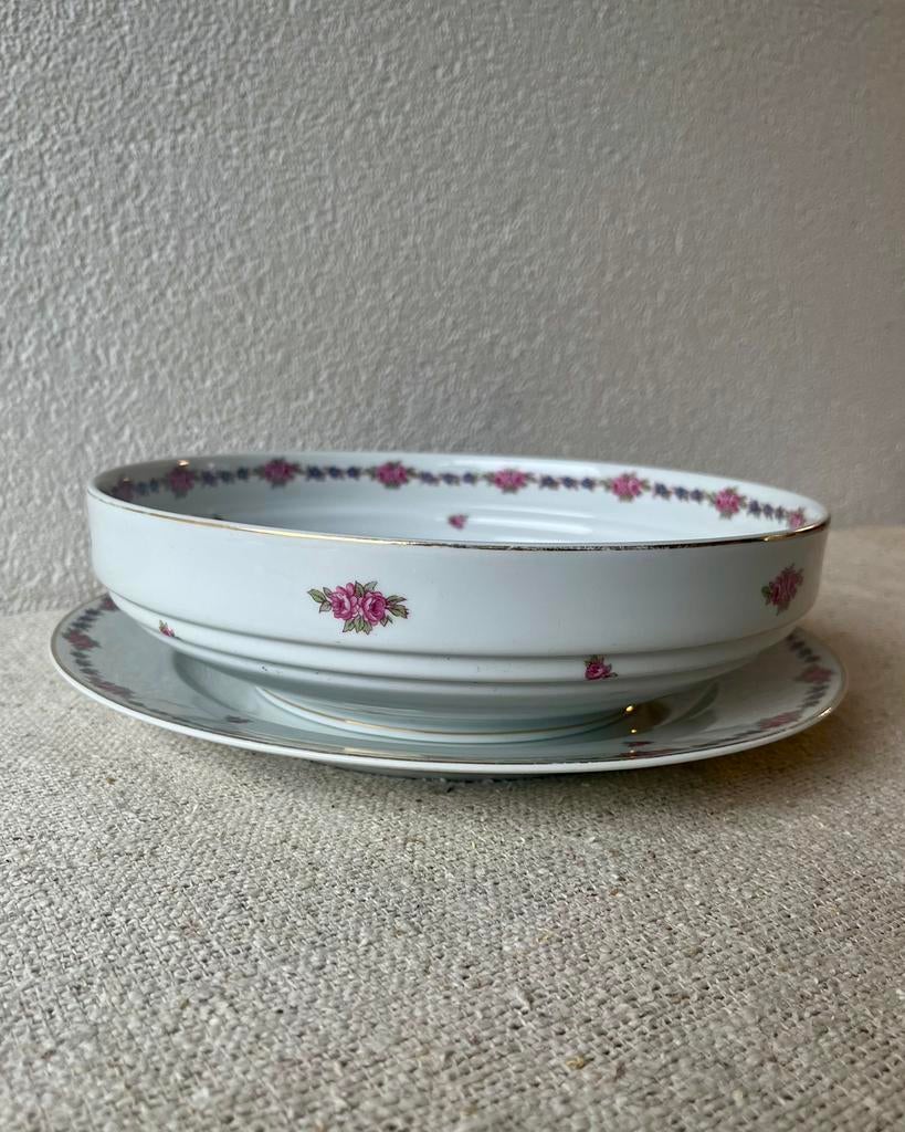 Vintage bloem soepterrine klassiek bloemservies porselein, Antiek en Kunst, Ophalen of Verzenden