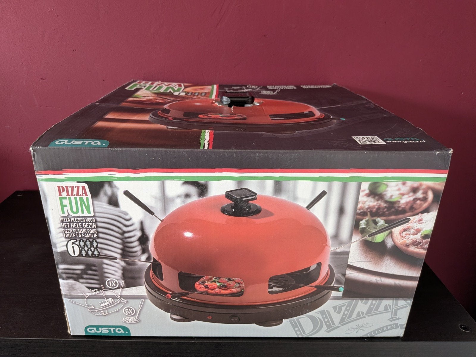 Gusta elektrische pizzaoven - oranje - incl. accessoires, Ophalen, Minder dan 45 cm, Pizzaoven, Gebruikt