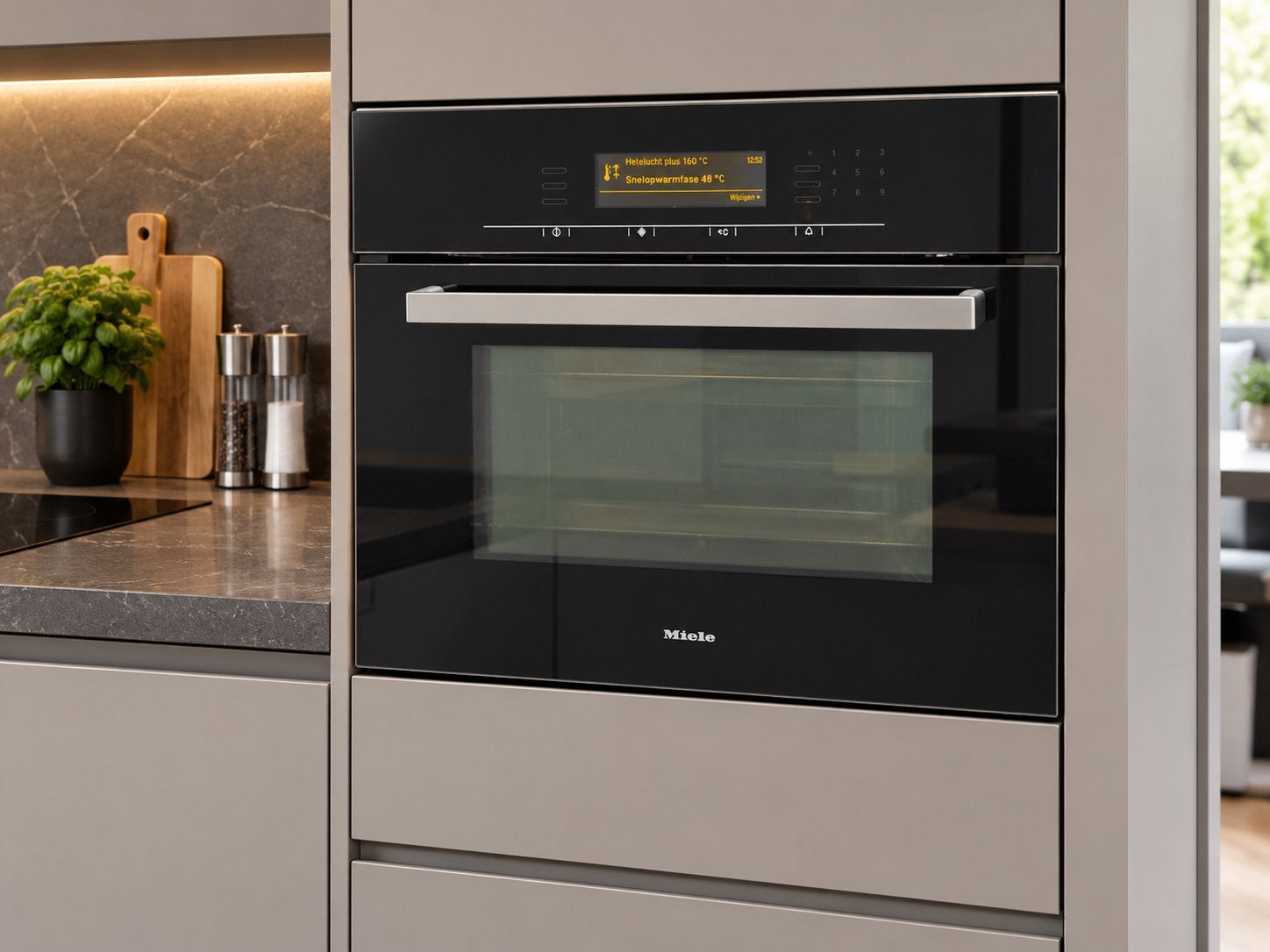 Miele inbouwoven met magnetronfunctie, Ophalen, Combimagnetron, Gebruikt, Hete lucht