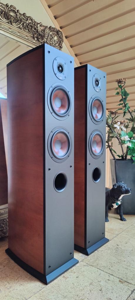 Dali Suite 2.8 - Zuilspeaker Cherry Satin-Black., Audio, Tv en Foto, Luidsprekers, Zo goed als nieuw, Front, Rear of Stereo speakers