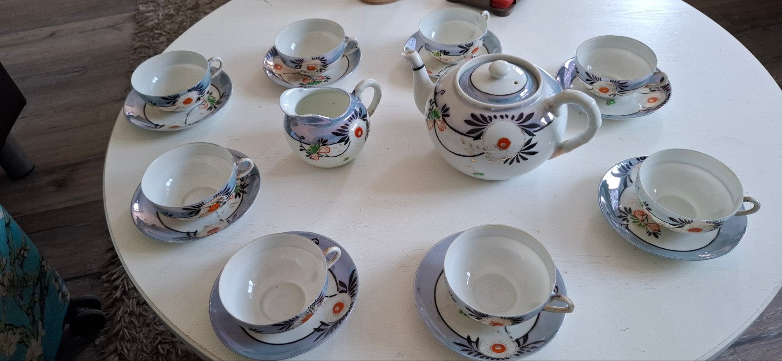 Vintage Japans theeservies met bloemmotief, Ophalen of Verzenden