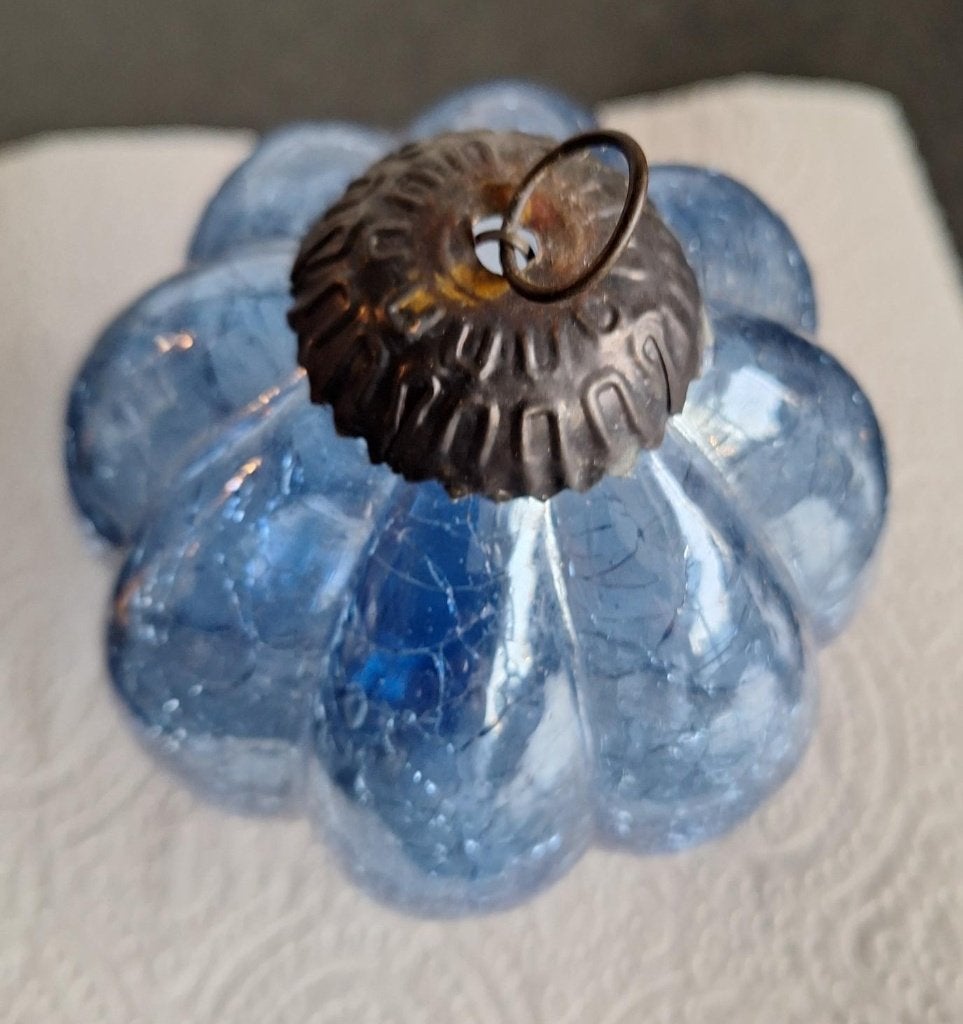 Heksenbal/Kerstbal blauw transparant pompoen, Antiek en Kunst, Ophalen of Verzenden