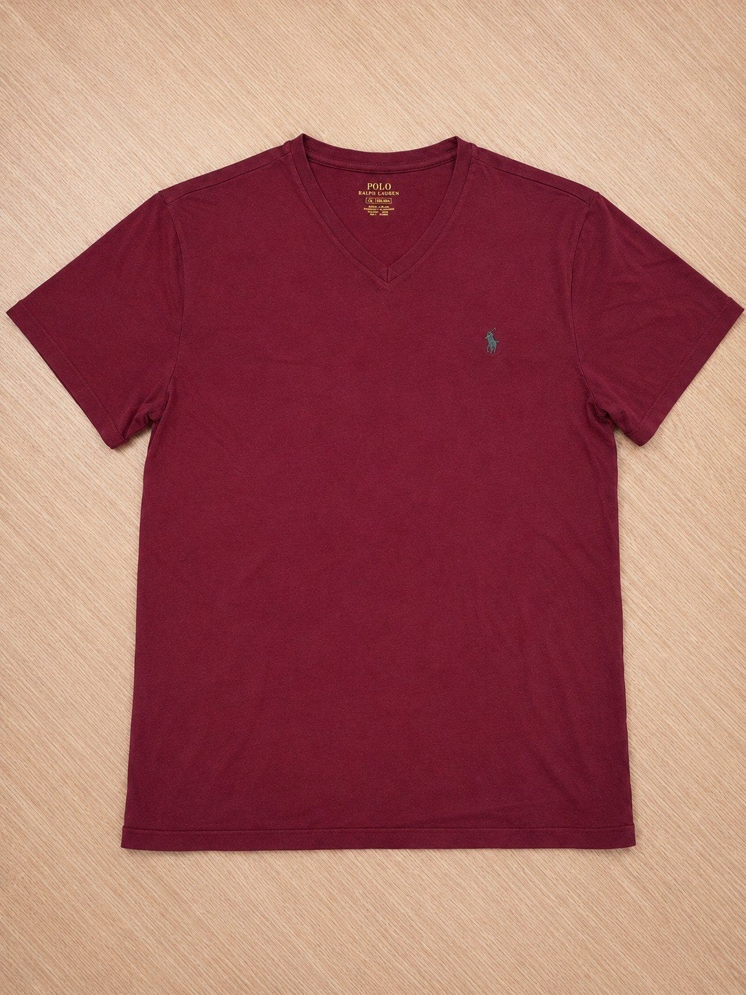 Polo Ralph Lauren T-Shirt Bordeaux Rood – V-Hals – Maat L, Maat 52/54 (L), Verzenden, Rood, Polo Ralph Lauren