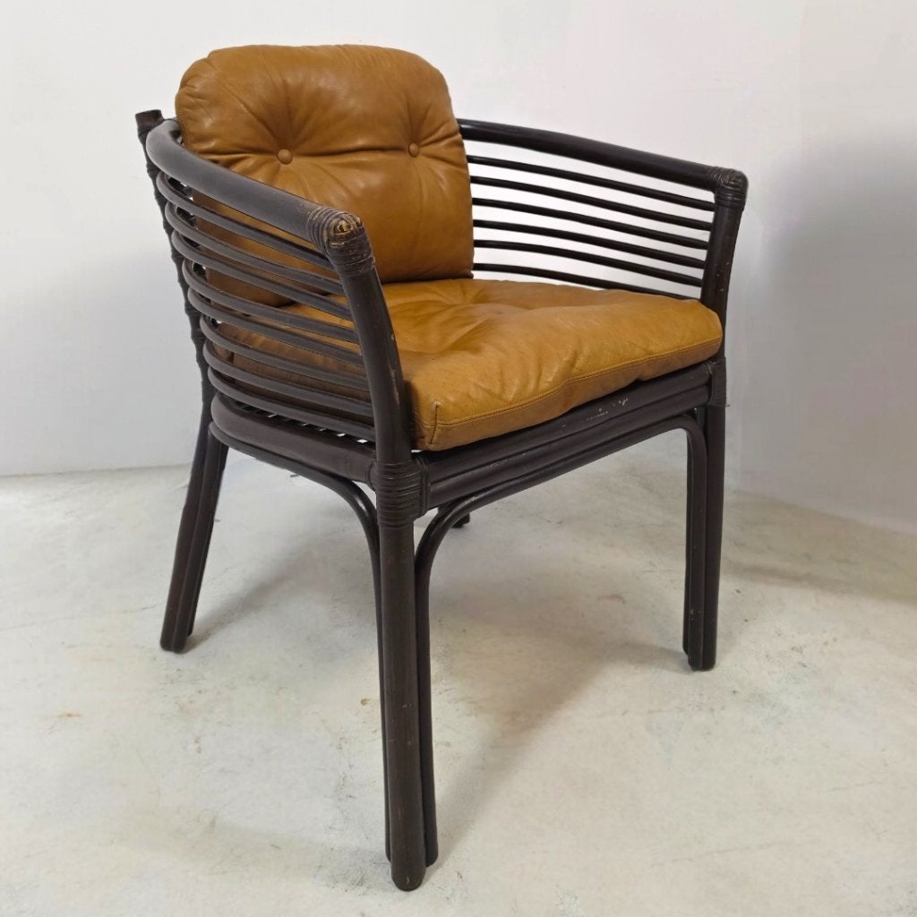 Set Tito Agnoli rotan stoelen 60's mid century Italiaans, Huis en Inrichting, Stoelen, Ophalen, Gebruikt, Twee, Bruin