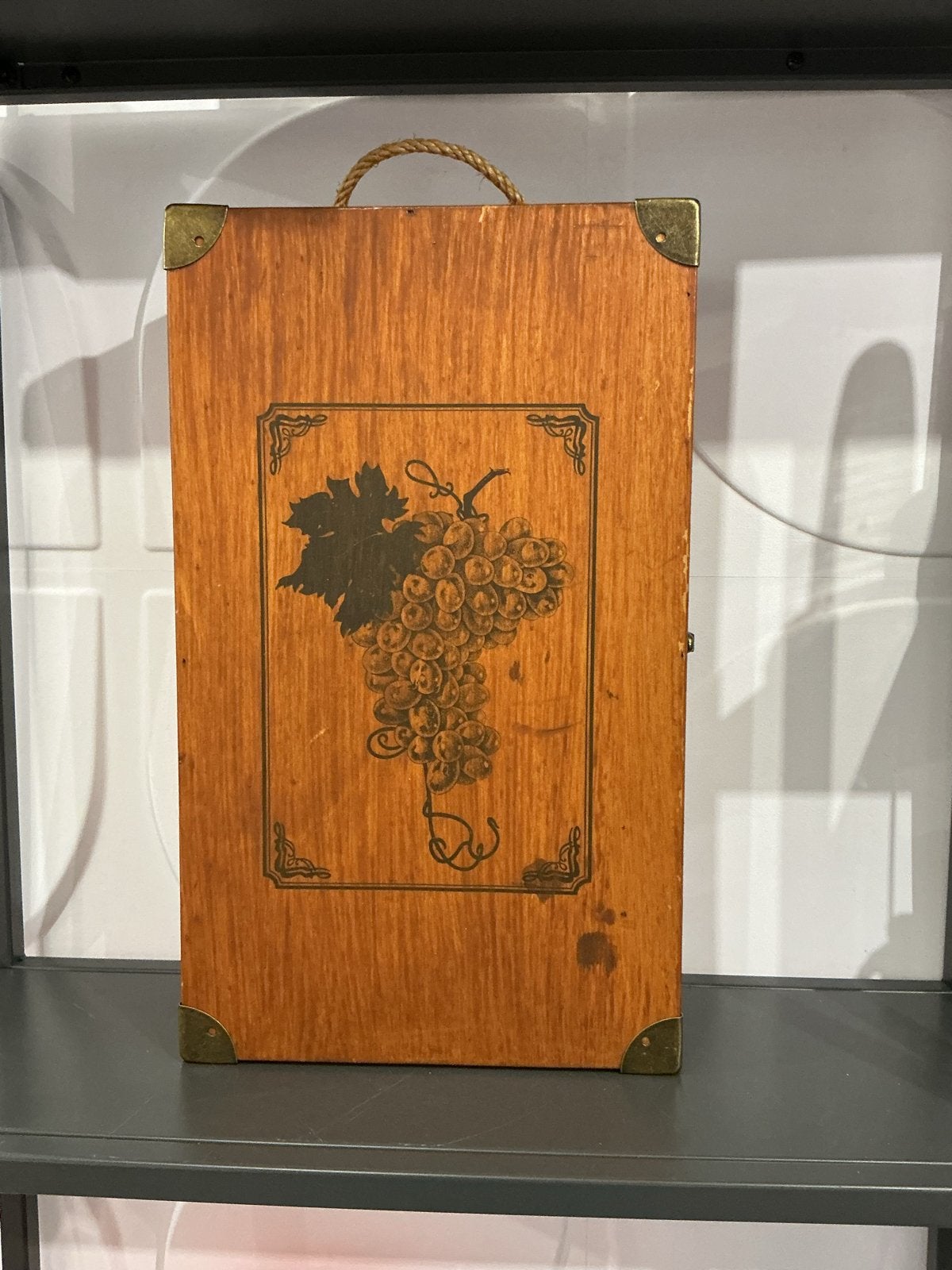 Houten Wijnkist 'Grand Vin Prestigieux' met Druivenmotief, Ophalen of Verzenden