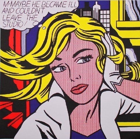 Roy Lichtenstein(1923)Kl Lithografie "M-Maybe" Passe-par Ges, Antiek en Kunst, Gelimiteerde oplage, Ophalen of Verzenden, Personages en Fantasiefiguren