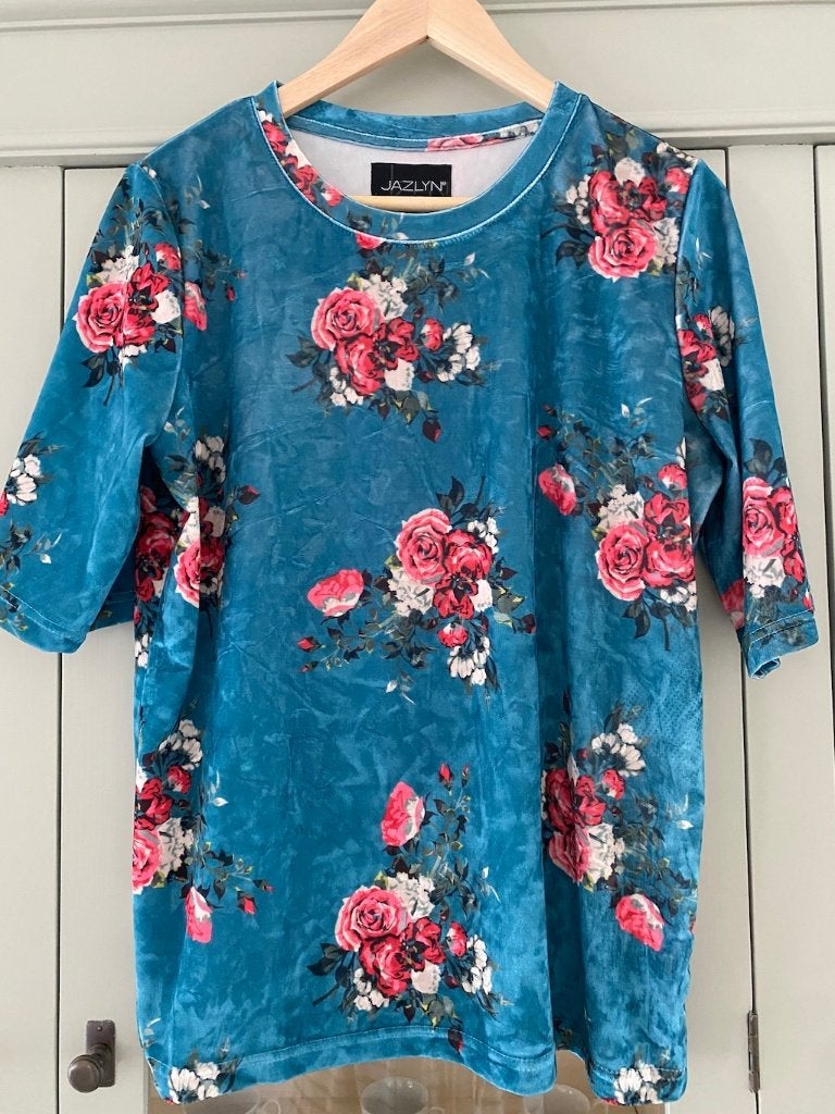 Top fluweel bloemen maat L zgan, Maat 38/40 (M), Jazlyn, Meerkleurig, Ophalen of Verzenden
