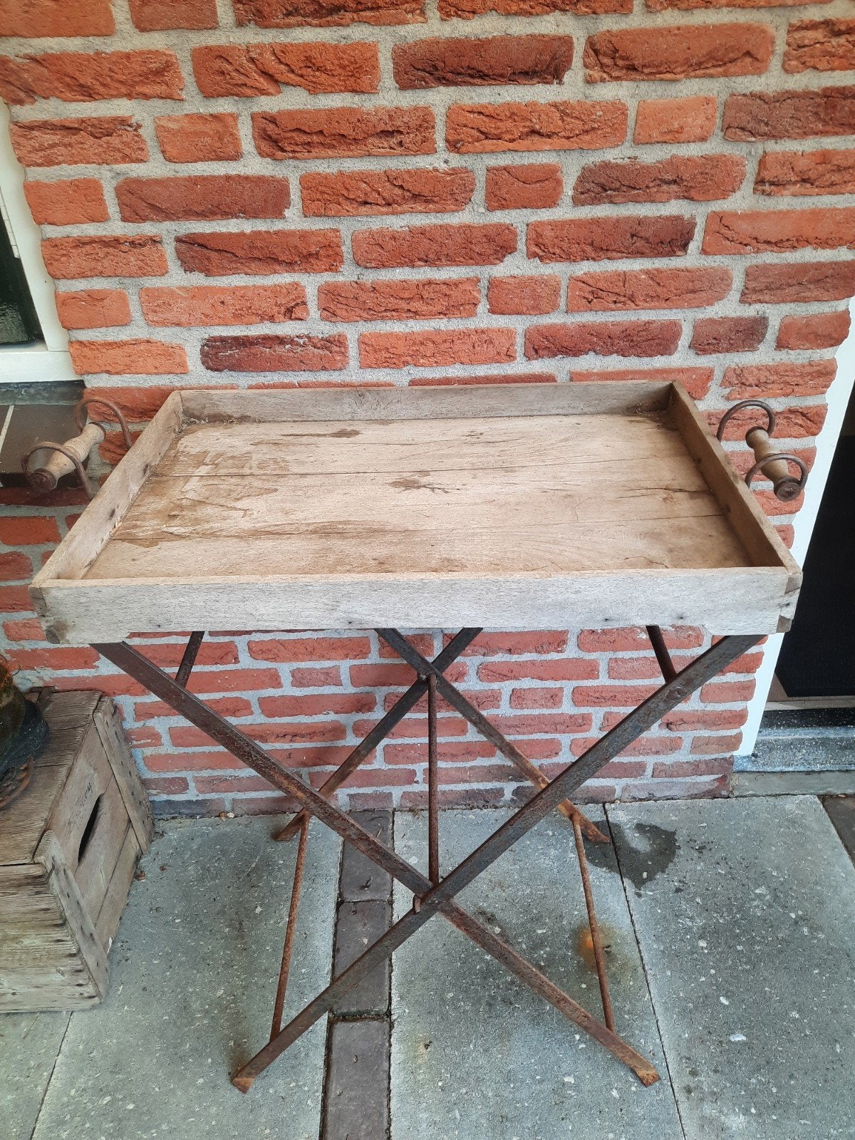 Vintage Butlertray / Dienblad op onderstel - Decoratief, Ophalen