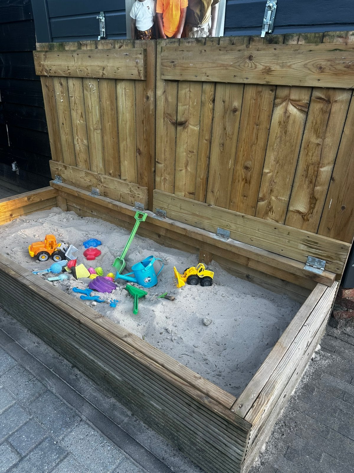 Houten Zandbak met deksel., Kinderen en Baby's, Speelgoed | Buiten | Zandbakken, Ophalen, Gebruikt