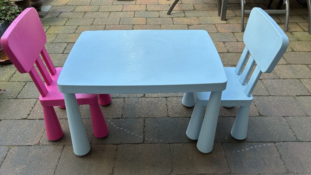 Ikea mammut kindertafel + stoeltjes, Ophalen, Gebruikt