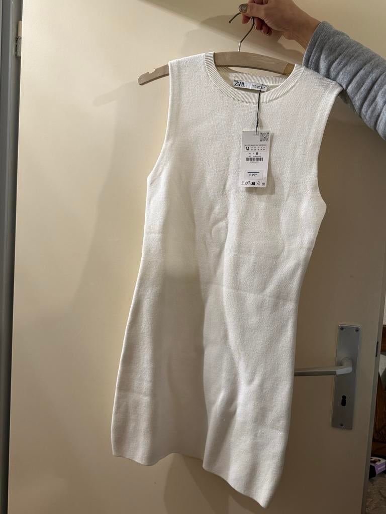Zara gebreide mini jurk zonder mouwen, maat M, Maat 38/40 (M), Wit, Nieuw, Ophalen of Verzenden