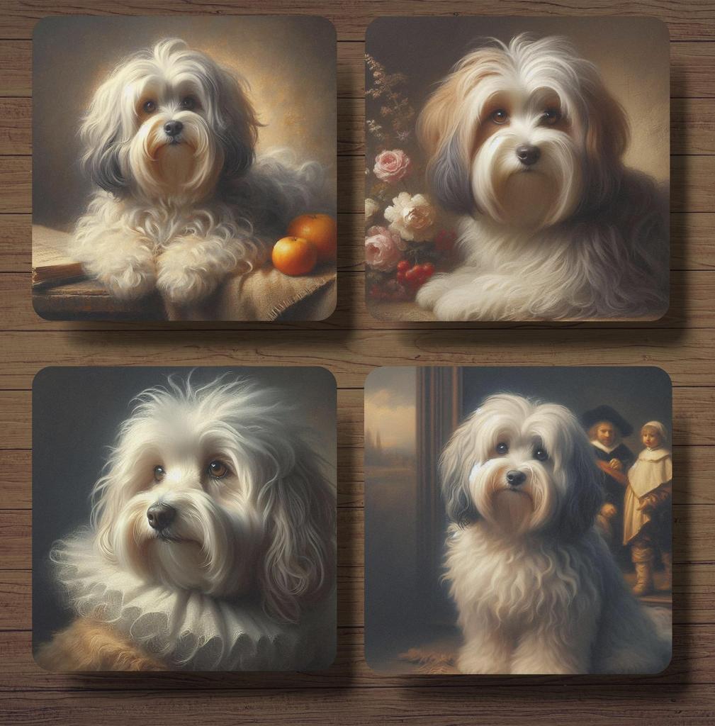 Havanezer Rembrandt stijl onderzetters met houder, Ophalen of Verzenden, Nieuw, Glas of Kopje