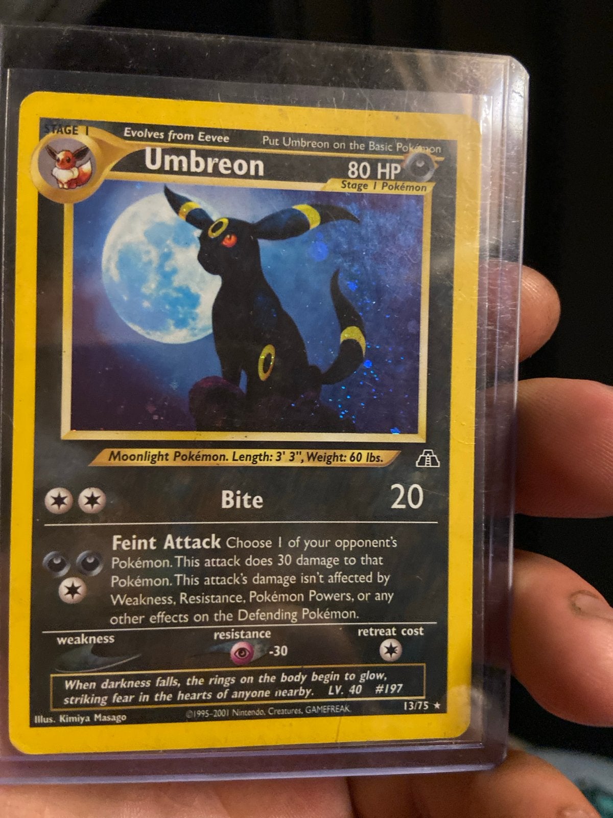 Umbreon 13/75 Neo Discovery Holo Pokémon Kaart, Ophalen of Verzenden, Zo goed als nieuw, Losse kaart, Foil
