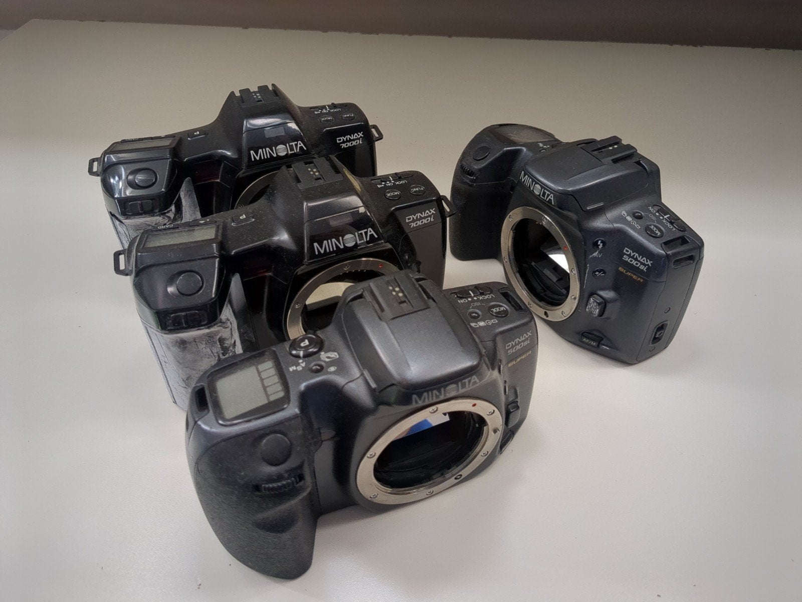 Minolta film camera - dynax 7000i (2x) en 500si (2x), Audio, Tv en Foto, Ophalen of Verzenden, Gebruikt, Spiegelreflex, Minolta
