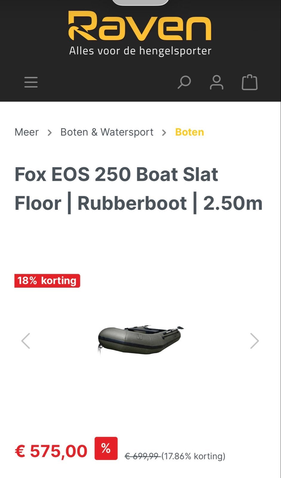 Fox EOS 250 Rubberboot met Lattenbodem - 2.50m, Ophalen of Verzenden, Nieuw