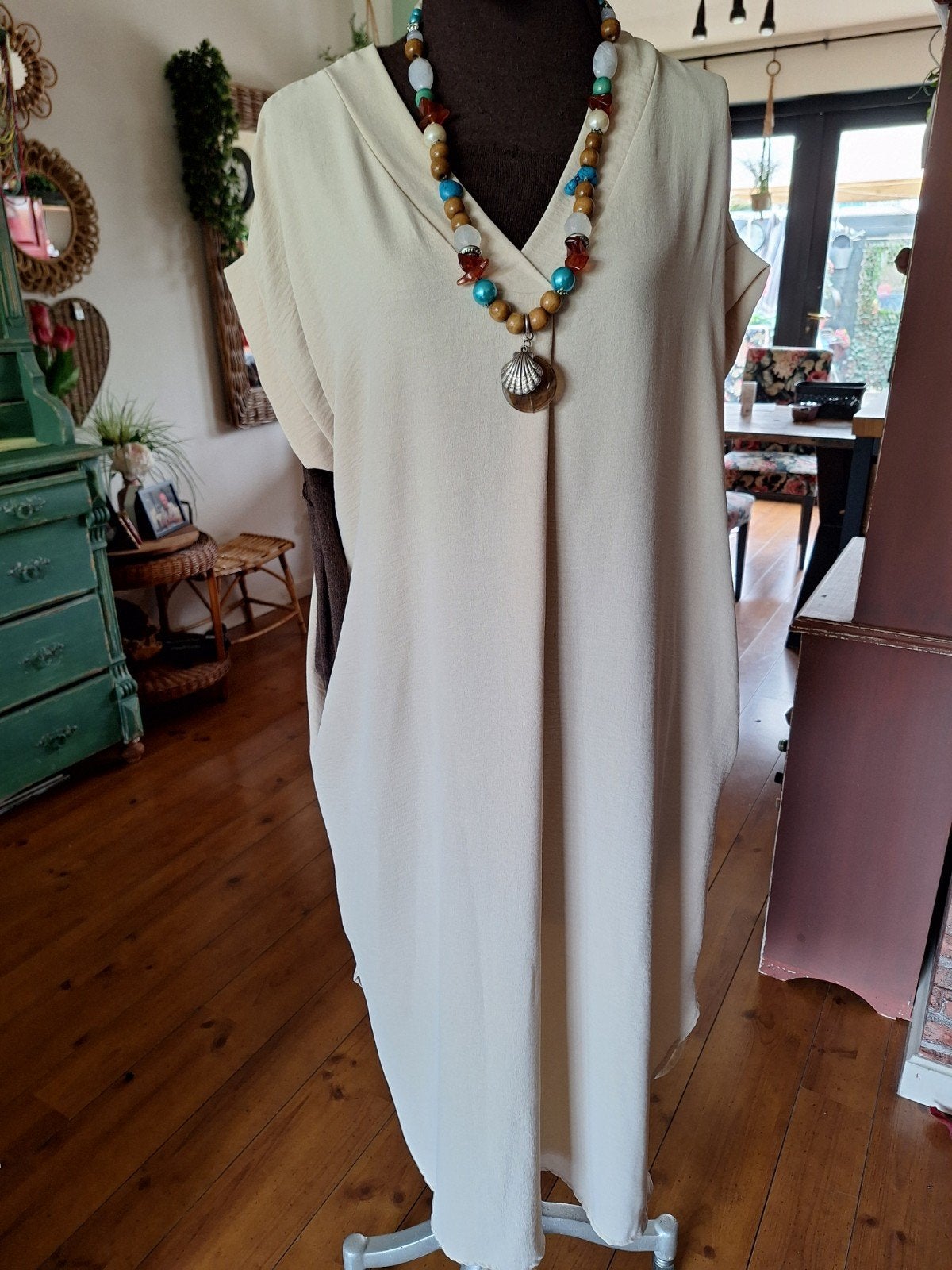 Jurk met zakken maat xxl, Beige, Maat 46/48 (XL) of groter, Ophalen of Verzenden, Zo goed als nieuw