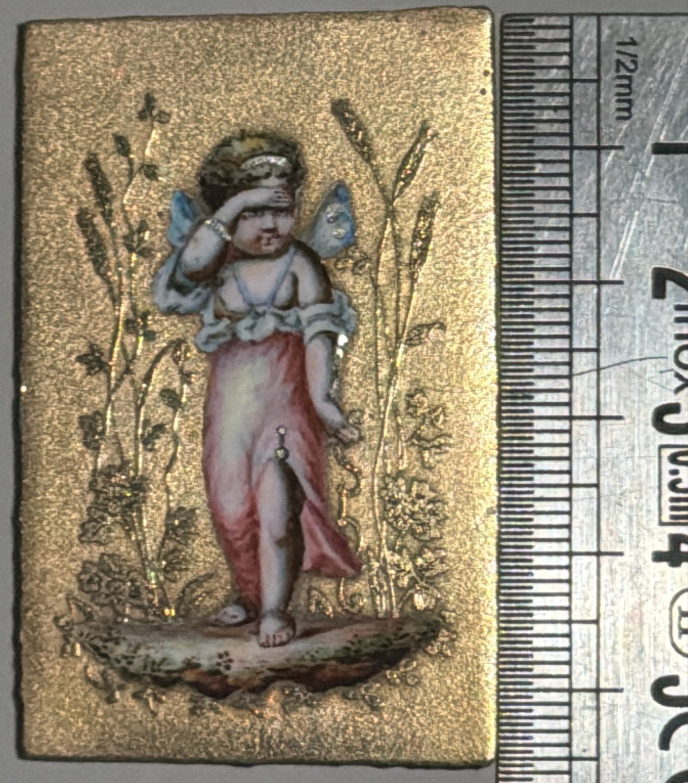 Antieke Franse Emaille Plaquette met Cupido in Doosje, Antiek en Kunst, Verzenden