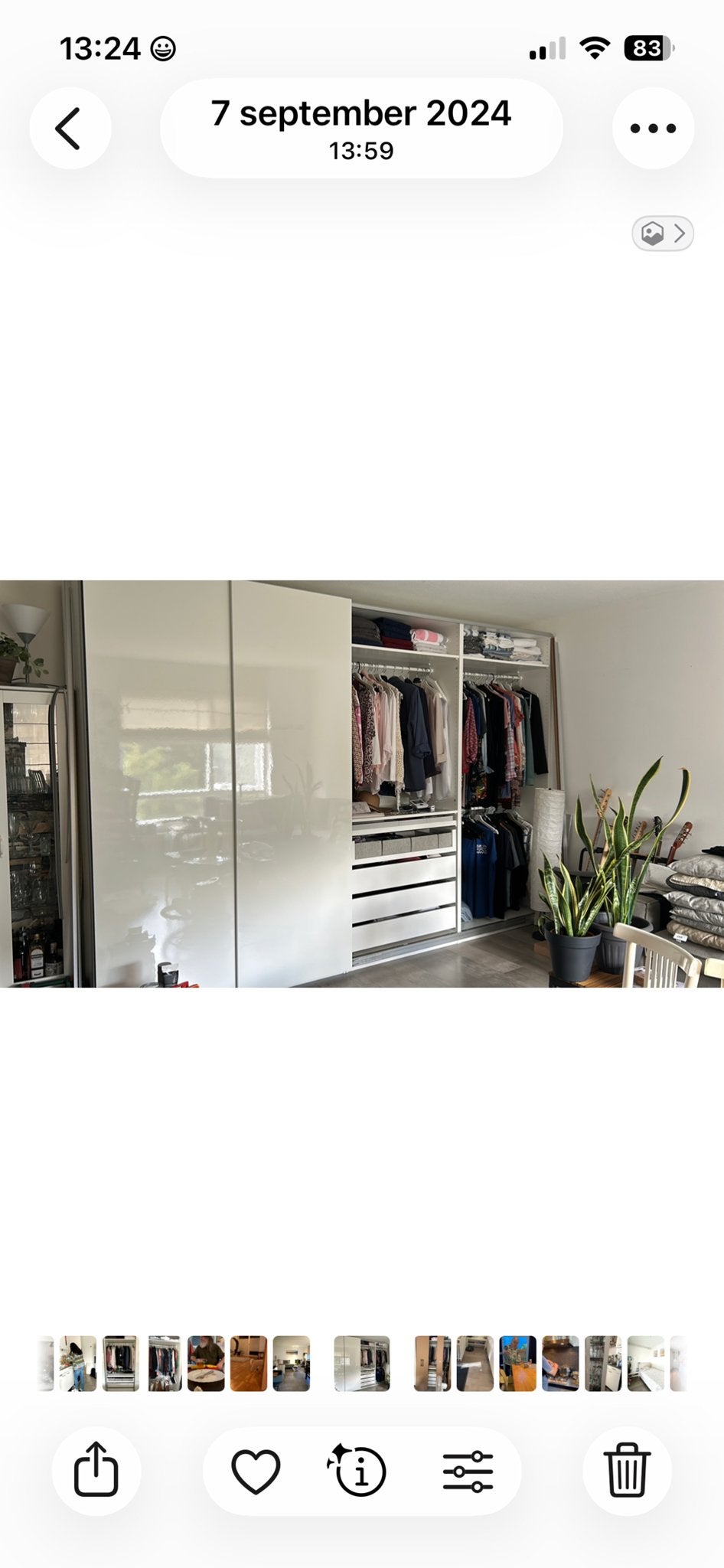 IKEA PAX Hasvik kledingkast met hoogglans schuifdeuren, Ophalen, 100 tot 150 cm, 200 cm of meer, Zo goed als nieuw