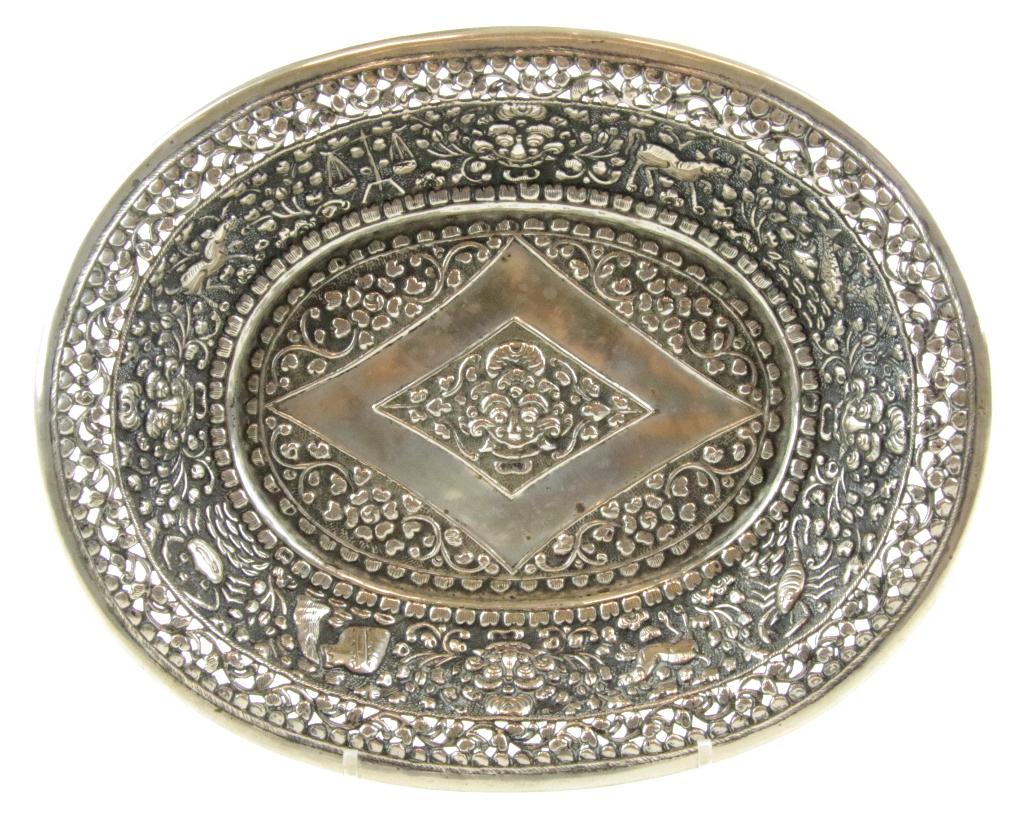 Indonesisch Bali zodiac Djokja schaal ca1900 collectors item, Antiek en Kunst, Ophalen, Zilver