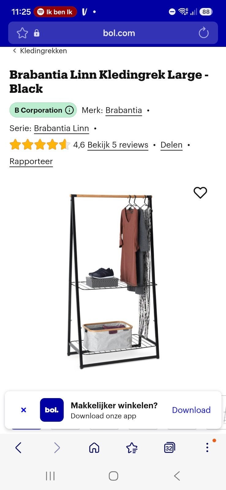 Brabantia kledingrek Linn large, Ophalen, Zo goed als nieuw