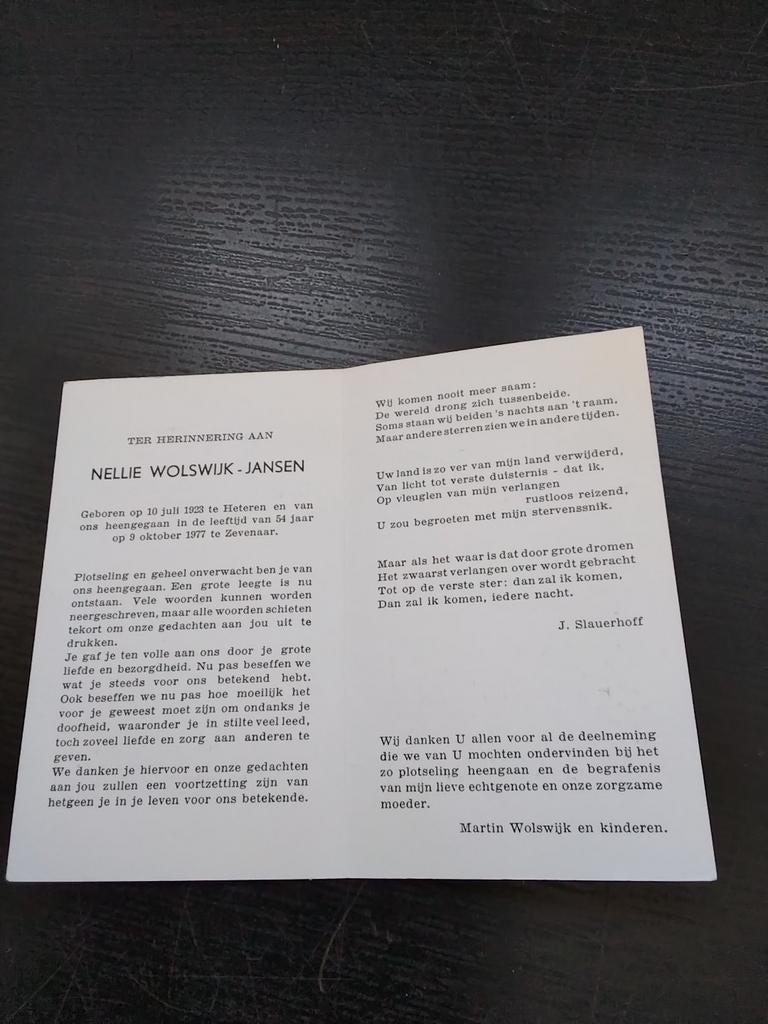WOLSWIJK-JANSEN, Ophalen of Verzenden