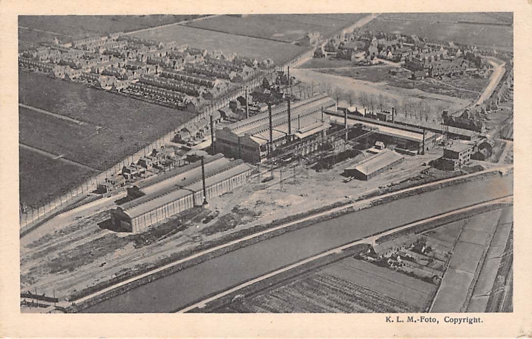 Utrecht Nederlandse Staalfabrieken Demka K. L. M. luchtfoto, Ophalen of Verzenden, 1920 tot 1940, Gelopen, Utrecht