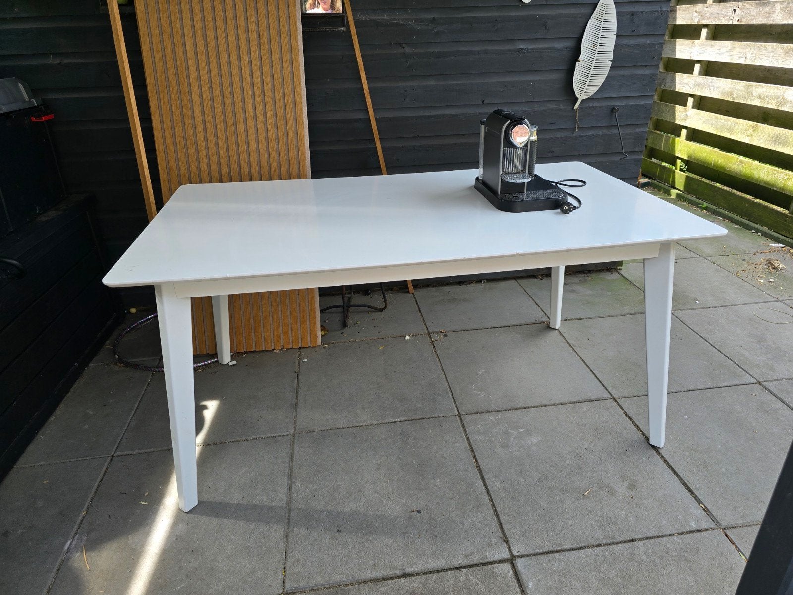 Witte tafel, Huis en Inrichting, Tafels | Eettafels, Ophalen, Gebruikt, Rechthoekig, 50 tot 100 cm