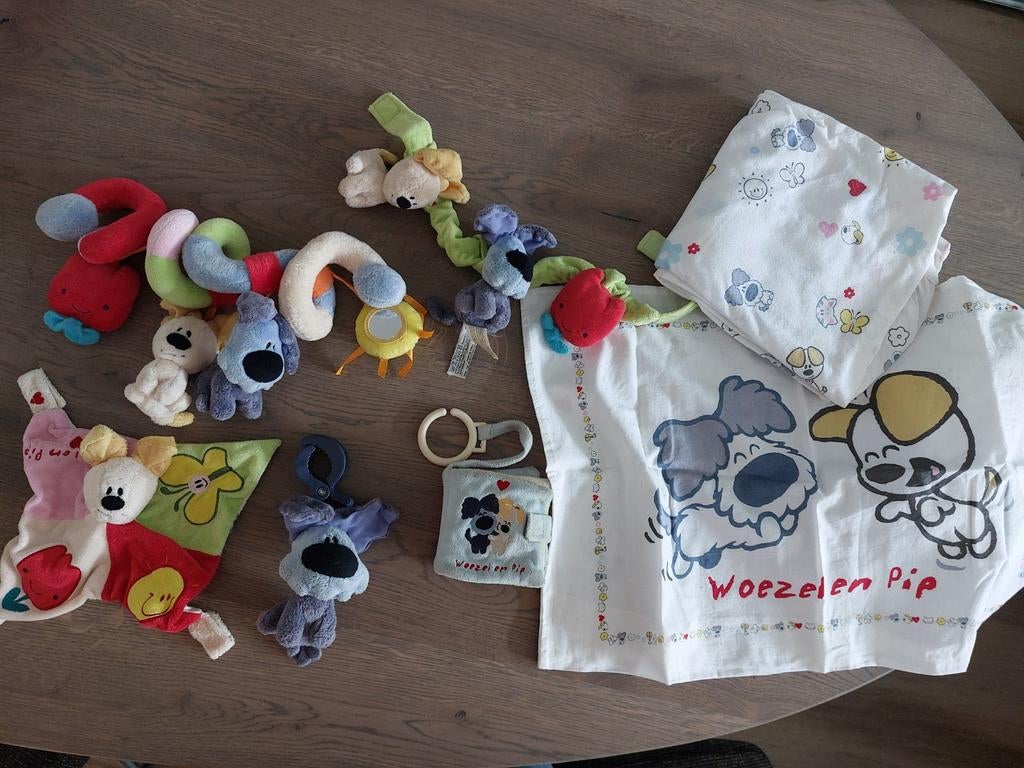 Woezel en Pip baby set: dekbedovertrek, knuffels, boxspiraal, Ophalen, Gebruikt