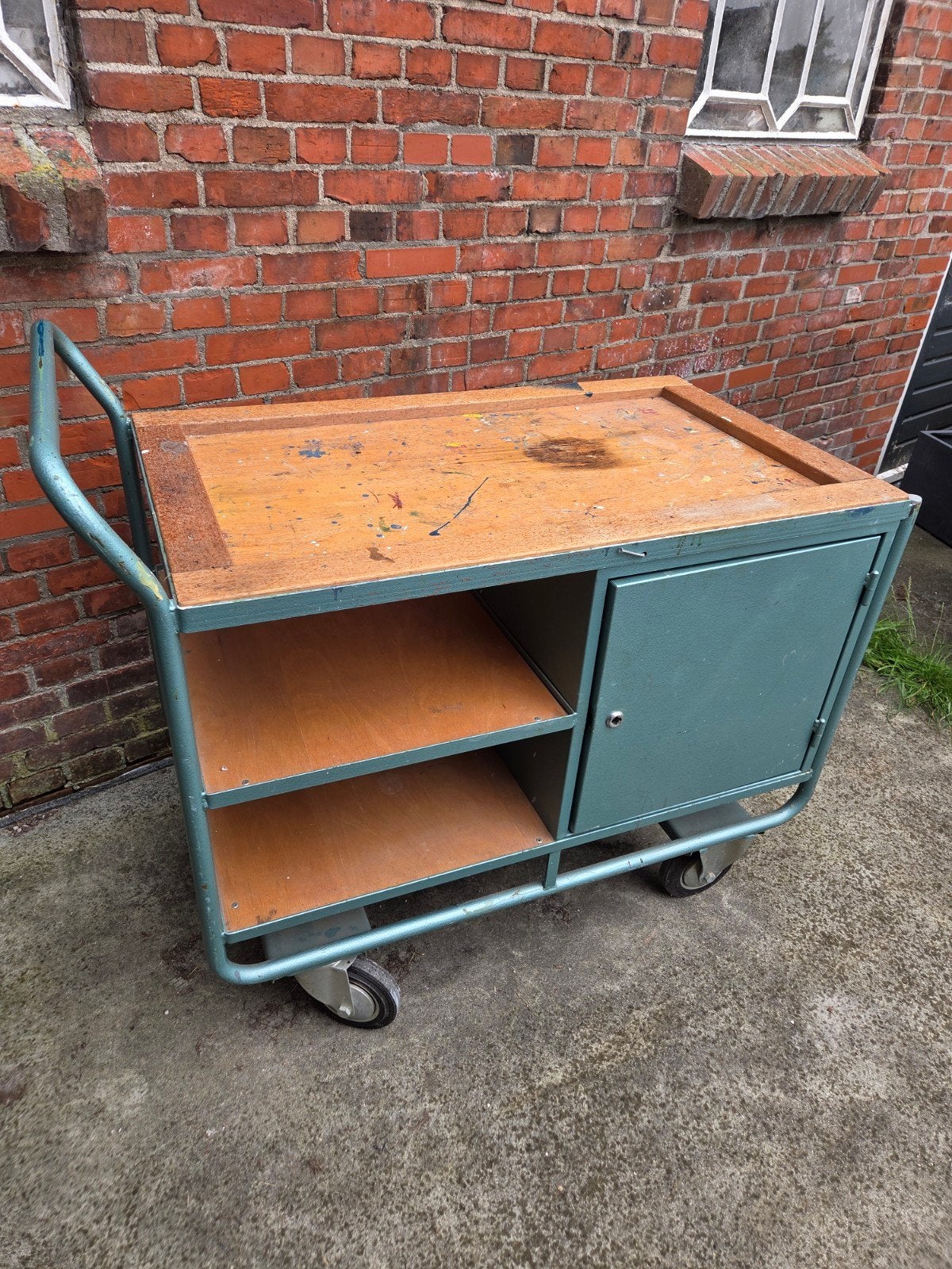 Overtoom Vintage Industriële Transportkar / Werkplaatswagen, Ophalen, Gebruikt