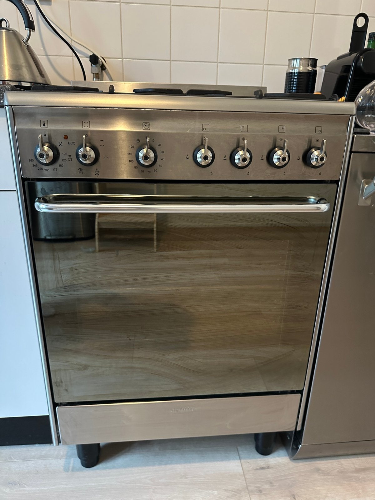 Smeg Fornuis met Gasfornuis en Oven - RVS, Witgoed en Apparatuur, Ophalen, Gebruikt, 60 cm of meer, 4 kookzones