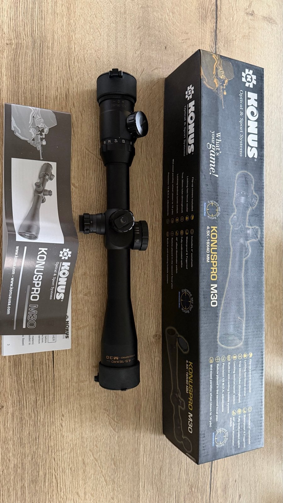 Konuspro M30 4.5-16x40 richtkijker, Ophalen of Verzenden, Zo goed als nieuw