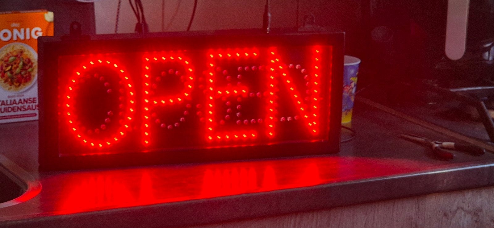 open ledlamp voor winkels of eetgelegenheden, Ophalen of Verzenden, Gebruikt