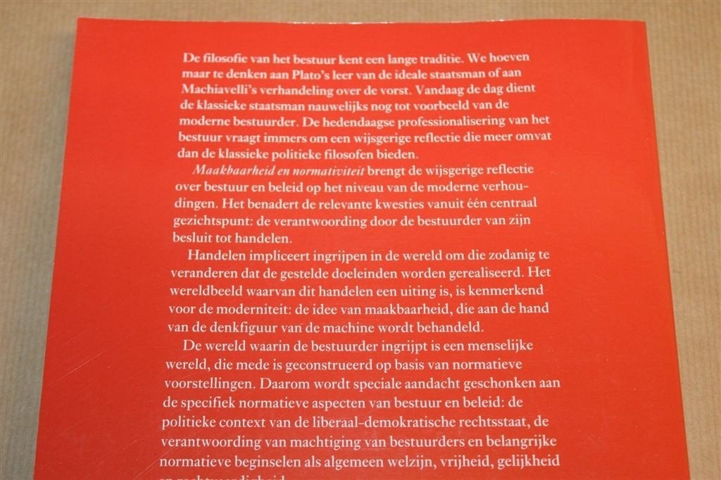 Maakbaarheid & Normativiteit — Filosofie van Bestuur, Beleid, Ophalen of Verzenden, Zo goed als nieuw