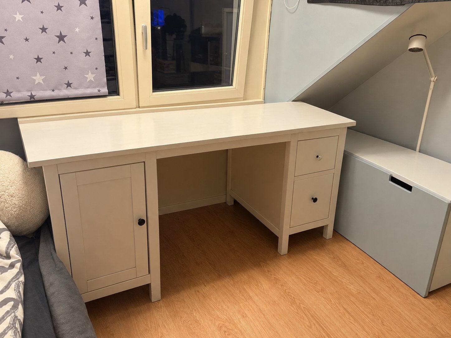 IKEA Hemnes Bureau met lades en kast - Wit, Ophalen, Gebruikt, IKEA, Hout