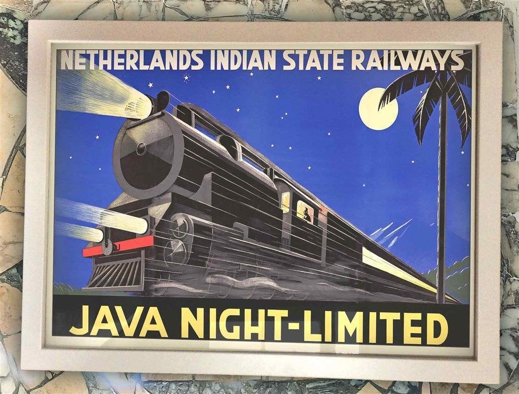 Spoorwegen Nederlands Indie JAVA Trein Affiche in Frame, Verzenden, Nieuw, Trein, Overige typen