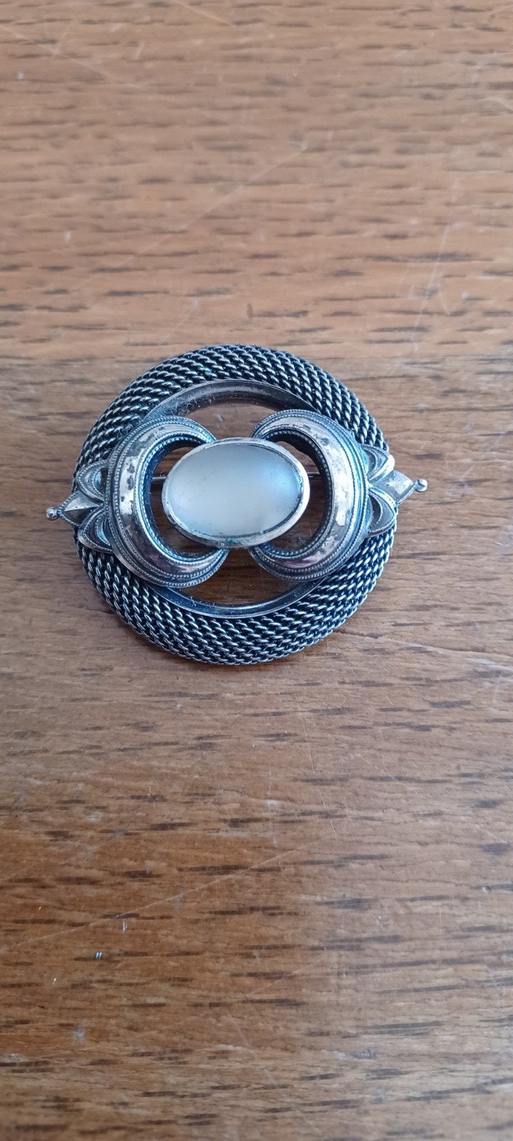 Vintage Ermani Rulatti broche met maansteen, Sieraden, Tassen en Uiterlijk, 4 tot 7 cm, Gebruikt, Ophalen of Verzenden, Met edelsteen