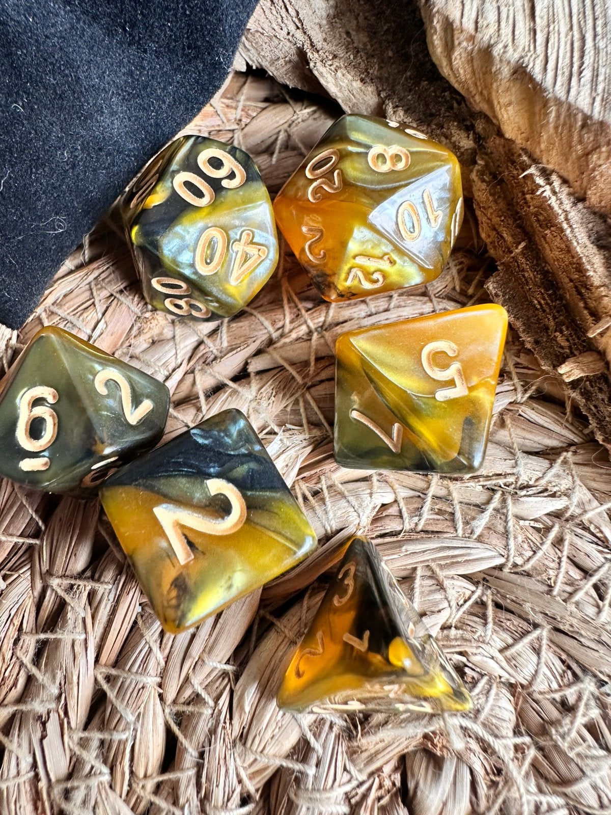 DND Dice / amber zwart / dobbelstenen / RPG / D&D / Nieuw, Hobby en Vrije tijd, Wargaming, Ophalen of Verzenden, Nieuw, Overige soorten