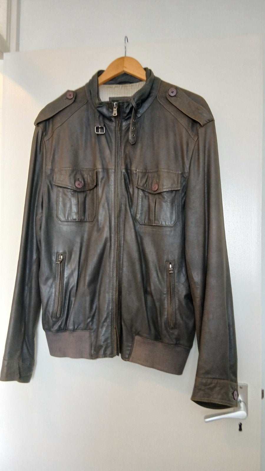 Leren heren jas, Ophalen, Gedragen, Maat 56/58 (XL), Bruin