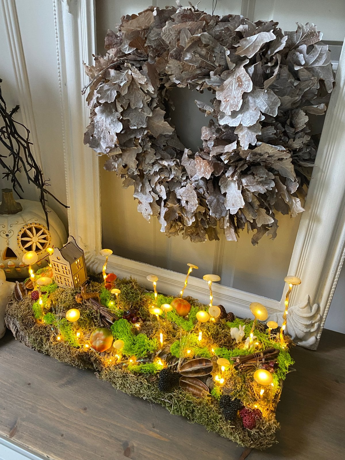 Sfeervol Herfststuk op Kurk met Verlichting - 50x20 cm, Huis en Inrichting, Meerkleurig, Nieuw, Ophalen of Verzenden, Landelijk