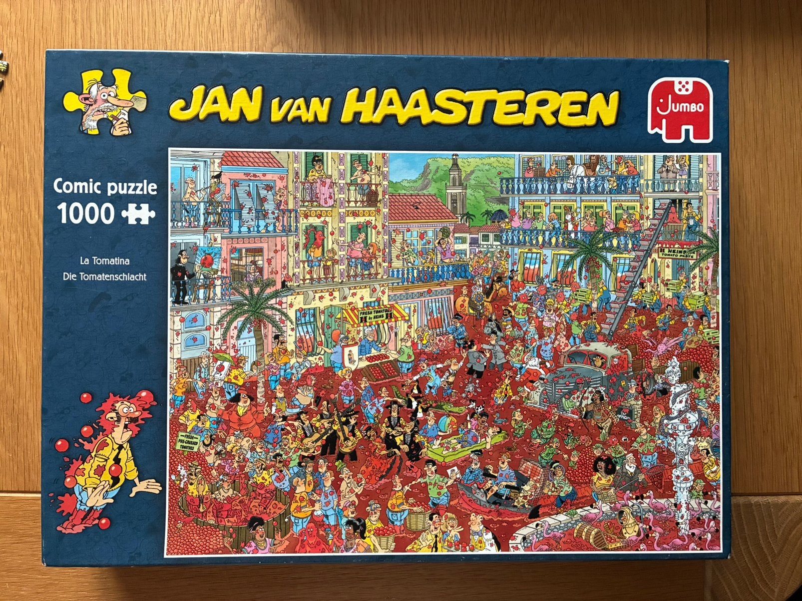 Jan van haasteren la tomatina 1000 stukjes puzzel, Ophalen of Verzenden, 500 t/m 1500 stukjes, Zo goed als nieuw, Legpuzzel