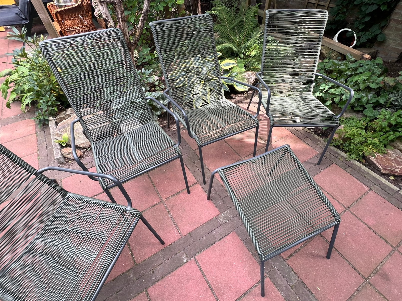 Tuinstoelen set met voetenbankje, Tuin en Terras, Ophalen, Zo goed als nieuw, Wicker