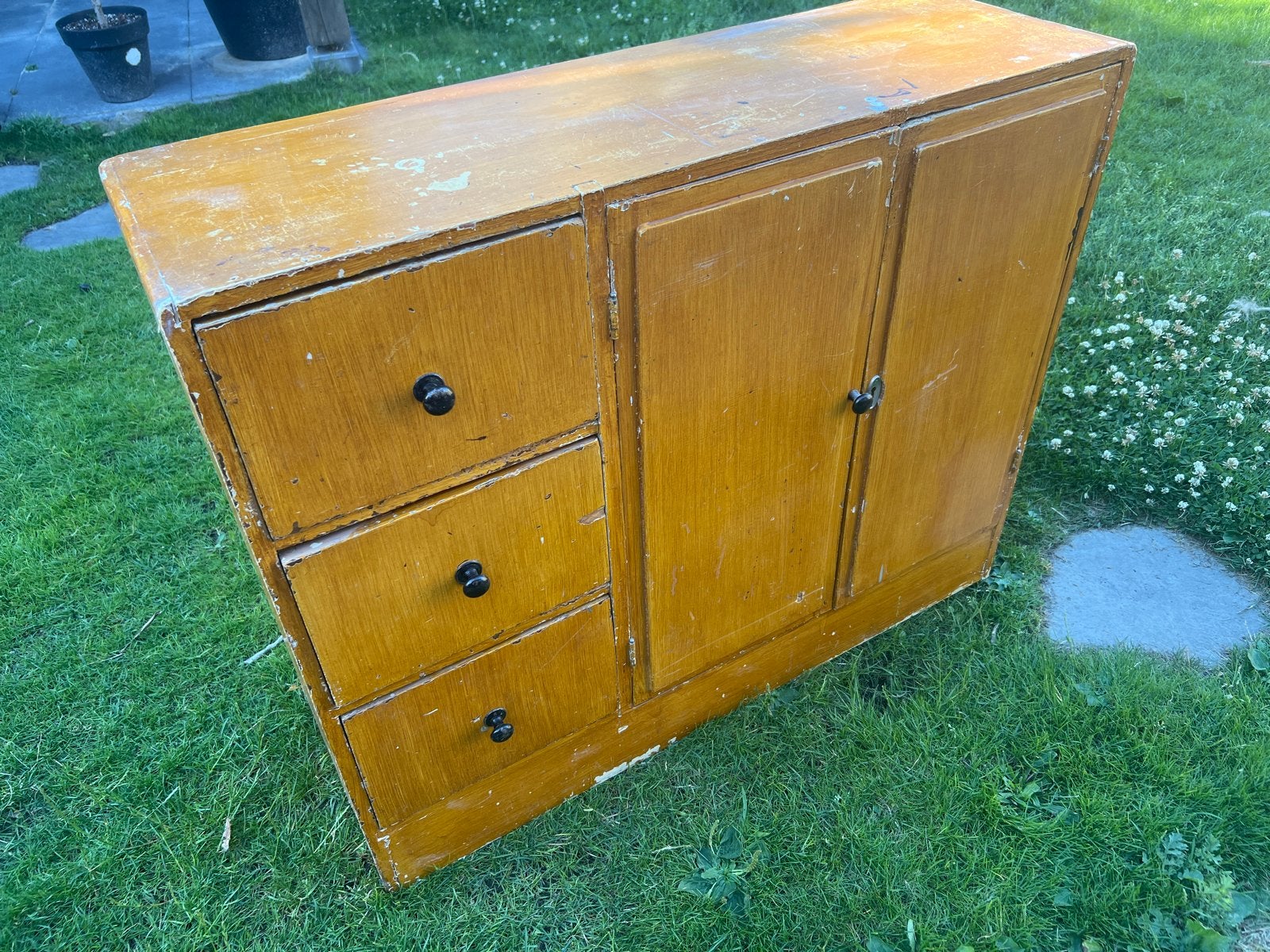 Handgemaakt vintage kastje met 3 lades en 3 planken, Huis en Inrichting, Kasten | Overige, Ophalen of Verzenden, Gebruikt