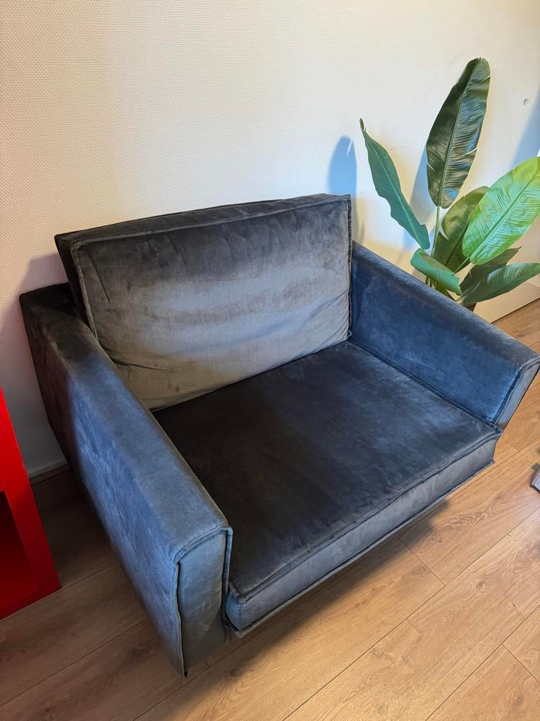 Sissy-boy Amsterdam velvet loveseat juke grijs, Ophalen, 75 tot 100 cm, Zo goed als nieuw, 100 tot 125 cm
