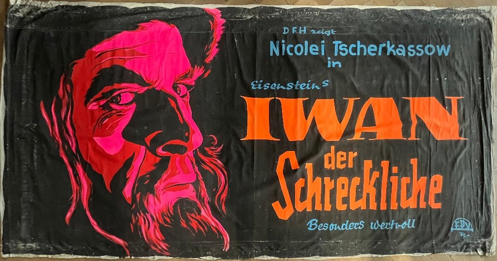 300x150 cm Bioscoop reclame: Iwan der Schrekliche 1958, Antiek en Kunst, Ophalen of Verzenden