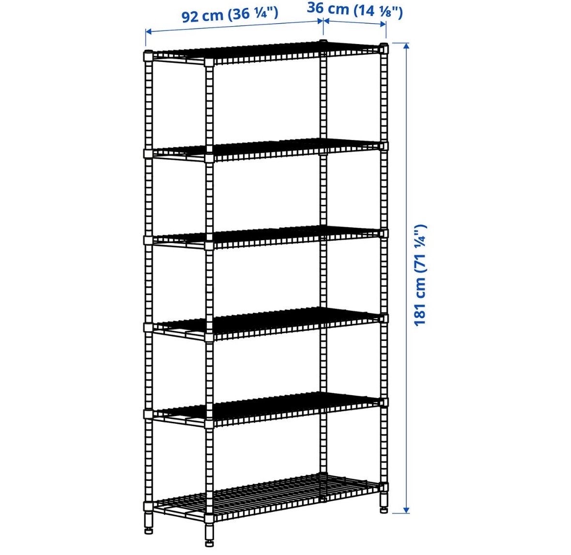 IKEA OMAR stellingkast, grijs, 92x36x181 cm, Ophalen, Gebruikt
