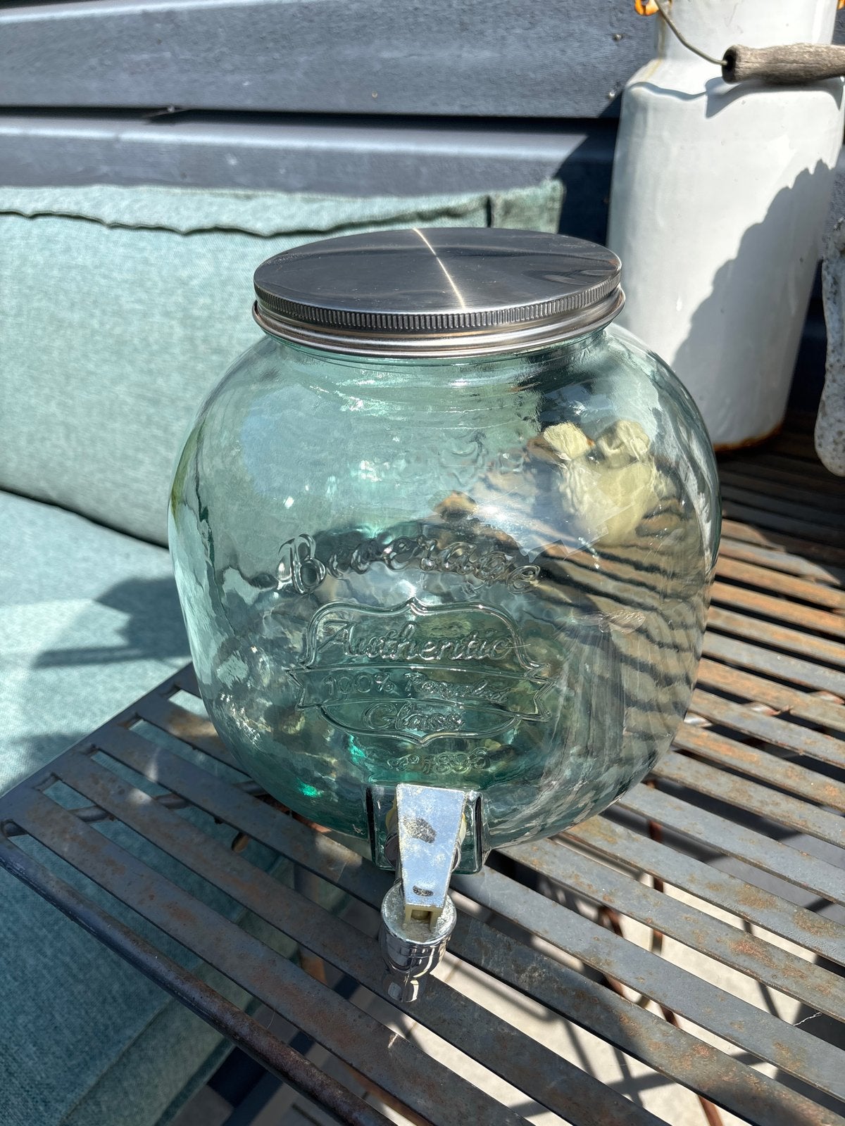 Glazen drankdispenser met tapkraan, Ophalen, Zo goed als nieuw, Groen, Glas
