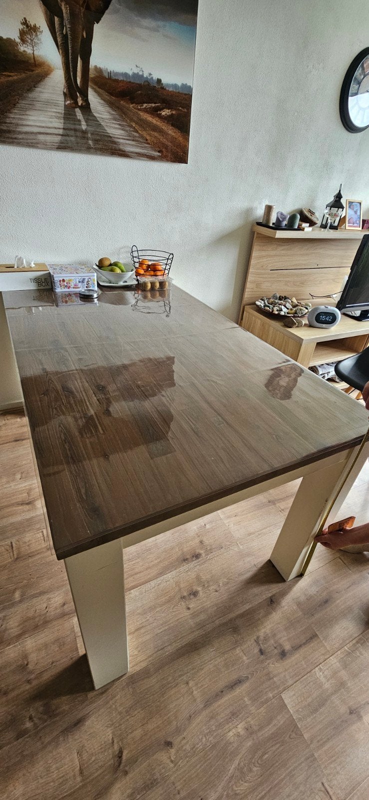 Eettafel 160 bij 90 bij 80 hoog, Ophalen, Teakhout, 50 tot 100 cm, Vijf personen of meer