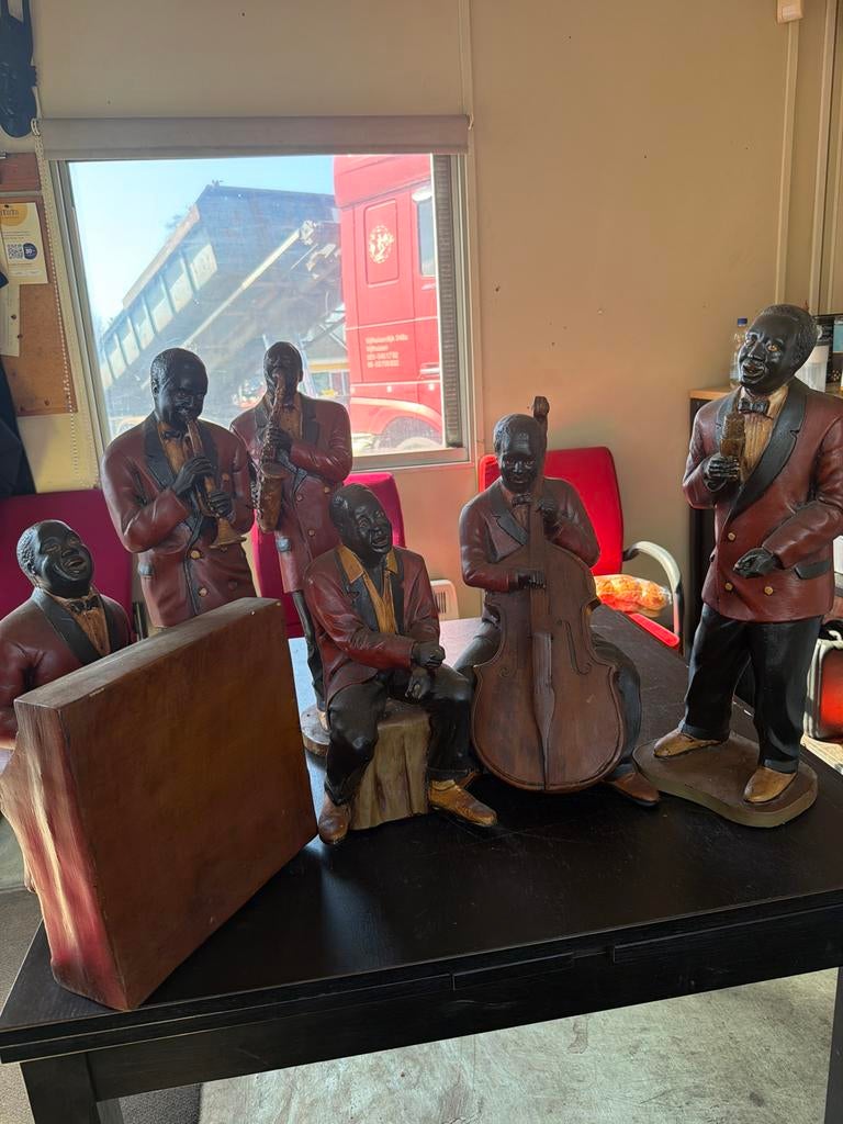 Vintage Jazz Band Beeldjes - Decoratieve Muzikanten, Ophalen of Verzenden, Gebruikt, Mens