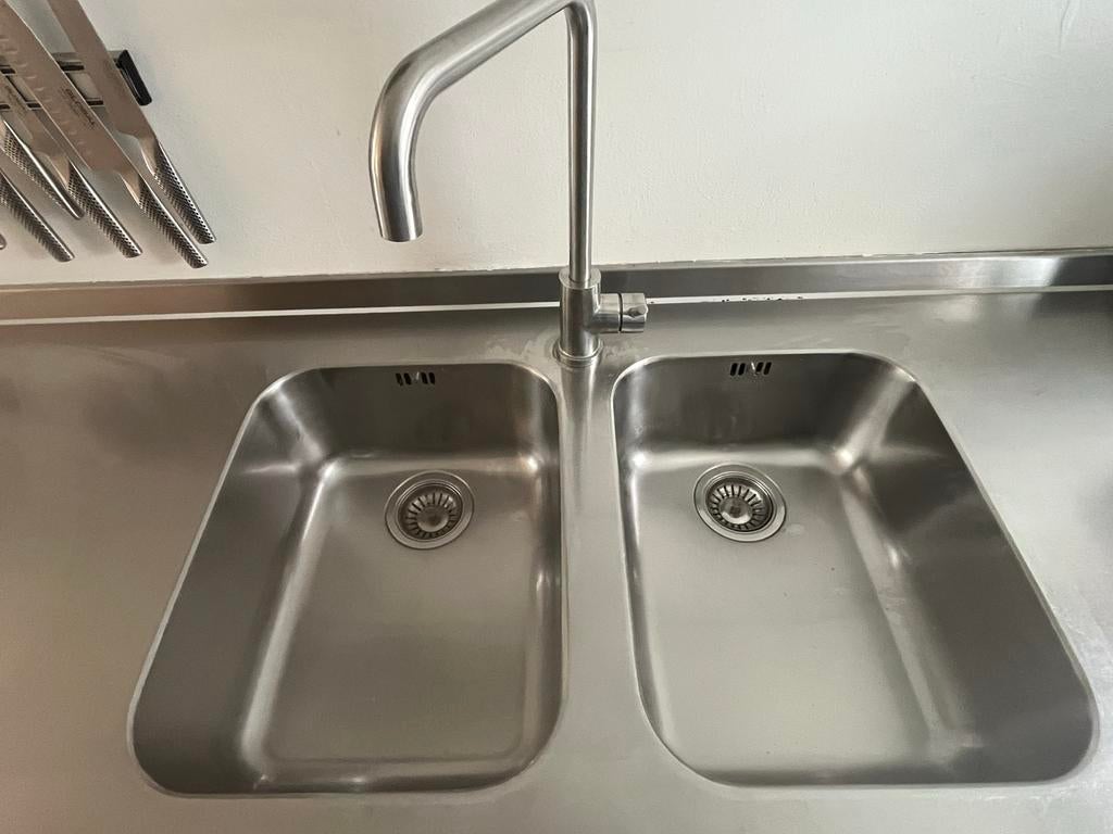 Siematic Keuken met RVS blad, Bosch apparatuur, Ophalen, Gebruikt, Dubbelwandige keuken, Grijs