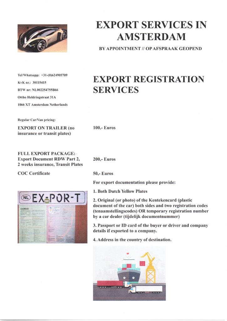 Car Export registration Amsterdam Export registratie Auto, Ophalen, RDW, Blessed_vortex@yahoo.com, Ottho Heldringstraat 31A, 1066XT, Amsterdam